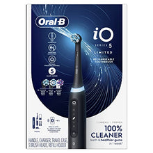 Load image into Gallery viewer, Oral-B iO Deep Clean + Whiten Rechargeable Electric Toothbrush with Visible Pressure Sensor, 2 Minute Timer, 5 Cleaning Settings, 1 iO5 Limited, 3 Toothbrush Heads, Travel Case & Refill Holder, Black