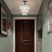 Load image into Gallery viewer, FRIXCHUR Small Crystal Chandelier Led Crystal Ceiling Lights 3 Tiers Crystal Raindrops Chandelier Pendant Lighting Fixture Decoration for Bedroom Hallway Living Room,Chrome,E26