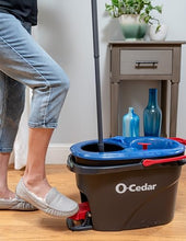 Load image into Gallery viewer, O-Cedar EasyWring RinseClean Microfiber Spin Mop & Bucket Floor Cleaning System, Grey