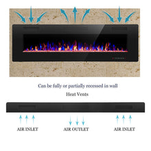 Load image into Gallery viewer, R.W.FLAME 60" Recessed and Wall Mounted Electric Fireplace, Low Noise, Fit for 2 x 6 Stud, Remote Control with Timer, Touch Screen, Adjustable Flame Color and Speed, 750-1500W