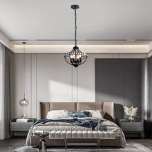 Load image into Gallery viewer, Crystal Chandelier Light Fixtures, 4-Lights Farmhouse Rustic Vintage Black Pendant Hanging Lighting Ceiling Chandeliers for Kitchen Island Dining Room Living Room Bedroom Foyer Hallway