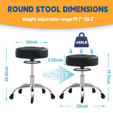 Load image into Gallery viewer, Rolling Stool Heavy Duty 400lb: Super Soft Seat Cushion,360° Swive,Height Adjustability,No Squeaky Noises,No Tip Over,New Upgraded Stool Salon Stool Chair, Tattoo Facial Massage Spa Medical (Black)