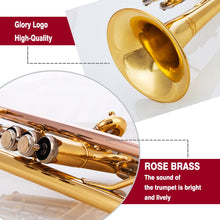 Load image into Gallery viewer, Glory Bb Trumpet - Trumpets for Beginner or Advanced Student with Case, pair of gloves-Gold