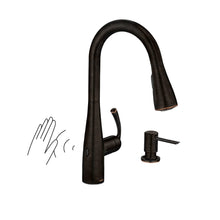 Load image into Gallery viewer, Moen 87014EWBRB Essie MotionSense Wave One-Handle Touchless Kitchen Faucet with Pull Down Sprayer and Soap Dispenser, Mediterranean Bronze