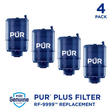 Load image into Gallery viewer, PUR PLUS Faucet Mount Replacement Filter 4-Pack, Genuine PUR Filter, 3-in-1 Powerful, Natural Mineral Filtration, Lead Removal, 1-Year Value, Blue (RF99994)
