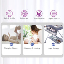 Load image into Gallery viewer, EGREE Baby Portable Folding Diaper Changing Station with Wheels, Adjustable Height Mobile Nursery Organizer with Safety Belt & Large Storage Racks, Newborns & Infant, Gray 1 Count (Pack of 1)