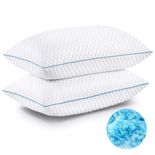 Load image into Gallery viewer, Cooling Bed Pillows Queen Size Set of 2, Shredded Memory Foam Pillows Cool Cold Pillow for Side Back Stomach Sleepers, Gel Pillow Adjustable Firm Pillows Soft Pillows for Sleeping 20x30 Pillow White