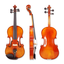 Load image into Gallery viewer, 4 Strings Violin Set Acoustic Violin 4/4 Full Set Flamed Maple Spruce Ebony Fittings 1/2 Violin 3/4 Violin 1/4 Violin for Beginners Solid Wood Violin with Hard Case & Violin Bow(4/4 Brown 1)