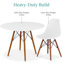 Load image into Gallery viewer, Best Choice Products 5-Piece Dining Set, Compact Mid-Century Modern Table & Chair Set for Home, Apartment w/ 4 Chairs, Plastic Seats, Wooden Legs, Metal Frame - White/Walnut