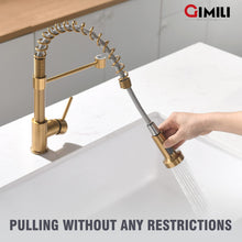 Load image into Gallery viewer, GIMILI Gold Kitchen Faucet with Sprayer,Modern Single Handle High-Arc Pull Out Kitchen Sink Faucet with Pull Down Sprayer