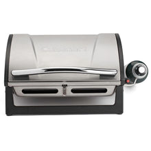 Load image into Gallery viewer, Cuisinart Grillster Portable Gas Grill, Stainless Steel Compact BBQ Grill with Locking Lid for Easy Transport, 8000 BTU Propane Grill with Dishwasher Safe Cooking Grate, Small Grill for Camping & BBQs