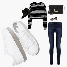 Load image into Gallery viewer, SERNIAL Women's White Tennis Shoes PU Leather Sneakers Casual Walking Shoes for Women(White,US9)