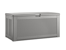 Load image into Gallery viewer, Rubbermaid Extra Large Resin Outdoor Storage Deck Box (134 Gal), Weather Resistant, Gray, Deck Organization for Home/Backyard/Pool Chemicals/Toys/Garden Tools/Porch/Patio Cushions