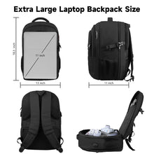 Load image into Gallery viewer, Lapsouno Travel Backpack, Large Carry on Backpack, 17 Inch Laptop Backpack, Big Backpack, Extra Sturdy TSA Friendly with USB Port College School Rucksack Bag Backpack Gifts for Him Men Women, Black