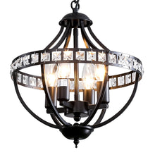 Load image into Gallery viewer, Crystal Chandelier Light Fixtures, 4-Lights Farmhouse Rustic Vintage Black Pendant Hanging Lighting Ceiling Chandeliers for Kitchen Island Dining Room Living Room Bedroom Foyer Hallway