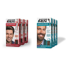 Load image into Gallery viewer, Just For Men Easy Comb-In Color Mens Hair Dye, Easy No Mix Application with Comb Applicator - Dark Brown, A-45, Pack of 3 & Mustache & Beard, Beard Dye for Men with Brush