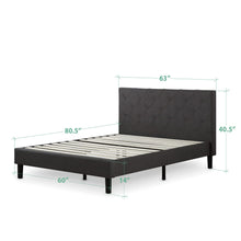 Load image into Gallery viewer, ZINUS Shalini Upholstered Platform Bed Frame, Mattress Foundation, Wood Slat Support, No Box Spring Needed, Easy Assembly, Dark Grey, Queen