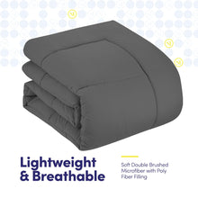 Load image into Gallery viewer, Sweet Home Collection 5 Piece Comforter Set Bag Solid Color All Season Soft Down Alternative Blanket & Luxurious Microfiber Bed Sheets, Gray, Twin