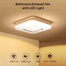 Load image into Gallery viewer, OREiN Bathroom Exhaust Fan with Light, 110 CFM 2.0 Sones, 27W Bathroom Fan with Light for Home, 1500lm LED Light 3000K/4000K/5000K Selectable & Nightlight, FCC/ETL Listed, Bathroom Fan Light Combo