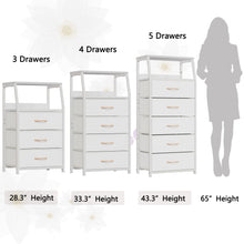 Load image into Gallery viewer, Furnulem Tall 4 Drawers Dresser, Vertical Storage Tower for Bedroom, Hallway, Entryway, Nursery, Closet Organizer, Nightstand Bedside Table Furniture, Sturdy Steel Frame, Wood Top, White