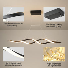 Load image into Gallery viewer, Jaycomey Modern Chandelier Light Fixtures, Dimmable LED Pendant Light with Remote Control, Acrylic Wave Chandeliers for Dining Rooms Bedroom Kitchen Restaurant, 3000K-6000K, 28W, Black