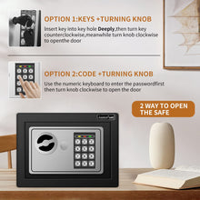 Load image into Gallery viewer, JUGREAT Safe Box with Induction Light,Electronic Digital Security Safe Steel Construction Hidden with Lock,Wall or Cabinet Anchoring Design for Home Office Hotel Business 0.23 Cubic Feet Black