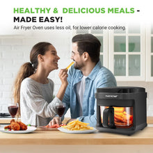 Load image into Gallery viewer, Nutrichef 5.8 Quart Air Fryer | 8-1 Preset Cook Modes | Transparent Fry Bowl for Best Cooking Results | Cook Shrimp, Steak, Fries, Wings, Chicken & More | Precise Temperature Control & Time | Grey