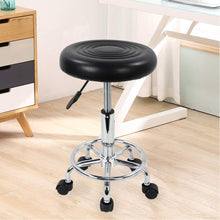 Load image into Gallery viewer, KKTONER PU Leather Modern Round Rolling Stool with Footrest Height Adjustable Spa Drafting Salon Tattoo Work Massage Stools Task Chair Small (Black)