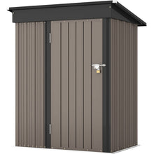 Load image into Gallery viewer, Patiowell 5x3 FT Outdoor Storage Shed, Tool Shed with Sloping Roof and Lockable Door, Metal Shed for Backyard Garden Patio Lawn, Brown