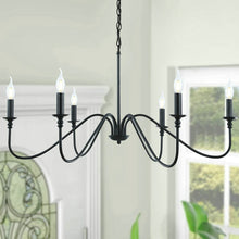 Load image into Gallery viewer, Black Chandelier,6-Light Rustic Industrial Iron Chandeliers for Dining Room Lighting Fixtures Hanging,Candle Hanging Hallway, Living Room, Foyer, Bedroom, Office, Bar,Island Lights