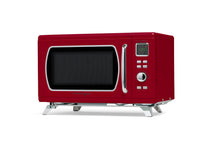 Load image into Gallery viewer, Nostalgia Mid-Century Retro Countertop Microwave Oven - Large 900-Watt - 0.9 cu ft - 8 Pre-Programmed Cooking Settings - Digital Clock - Kitchen Appliances - Red