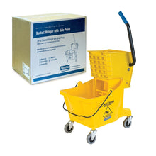 Load image into Gallery viewer, Carlisle FoodService Products Mop Bucket with Side-Press Wringer for Floor Cleaning, Restaurants, Offices, And Janitorial Use, Polyproylene, 26 Quarts, Yellow