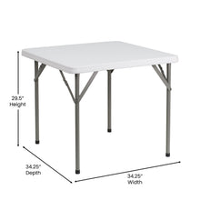Load image into Gallery viewer, Flash Furniture Elon 2.85' Square Plastic Folding Event Table for Indoor/Outdoor Events, Portable Banquet Table with Locking Legs, White