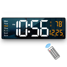 Load image into Gallery viewer, Digital Wall Clock Large Display, 16.2 Inch , LED Digital Clock with Remote Control for Living Room Decor, Automatic Brightness Dimmer with Date Week Temperature (Orange)