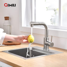Load image into Gallery viewer, GIMILI Modern Bar Sink Faucet for Kitchen Sink Single Handle with Pull Out Sprayer Hot and Cold Prep Sink Faucet Brushed Nickel