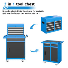 Load image into Gallery viewer, AirWire Tool Chest, 5-Drawer Rolling Tool Storage Cabinet with Detachable Top Tool Box, Enhanced Packaging, Metal Tool Cart for Garage Workshop, Blue
