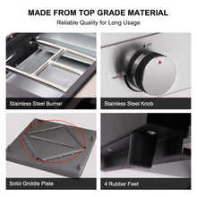 Load image into Gallery viewer, Camplux Propane Gas Griddle Grill, 15,000 BTU Griddle Grill Combo, Portable Camping Griddle Station 17 Inches with 20 lb and RV Regulator for Camping, RV Picnic and Tailgating