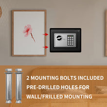 Load image into Gallery viewer, JUGREAT Safe Box with Induction Light,Electronic Digital Security Safe Steel Construction Hidden with Lock,Wall or Cabinet Anchoring Design for Home Office Hotel Business 0.23 Cubic Feet Black