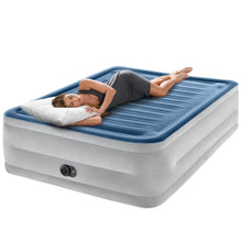 Load image into Gallery viewer, Intex: Dura-Beam Deluxe Comfort-Plush Air Mattress - 22" Queen Blue - Built-in Electric Pump, Durable Fiber-Tech, Carry Bag Included, 600lb Capacity
