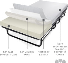 Load image into Gallery viewer, Milliard Deluxe Diplomat Folding Bed – Twin Size - with Luxurious Memory Foam Mattress and a Super Strong Sturdy Frame – 75” x 38
