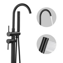 Load image into Gallery viewer, FGKQ Free Standing Tub Faucet Matte Black Floor Mounted Bathroom Bathtub Faucet Set with Hand Shower, 2 Handle Tub Filler