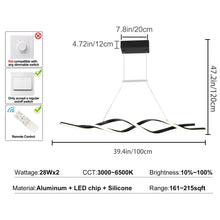 Load image into Gallery viewer, Jaycomey Modern Chandelier Light Fixtures, Dimmable LED Pendant Light with Remote Control, Acrylic Wave Chandeliers for Dining Rooms Bedroom Kitchen Restaurant, 3000K-6000K, 28W, Black