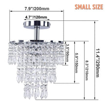 Load image into Gallery viewer, FRIXCHUR Small Crystal Chandelier Led Crystal Ceiling Lights 3 Tiers Crystal Raindrops Chandelier Pendant Lighting Fixture Decoration for Bedroom Hallway Living Room,Chrome,E26