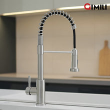 Load image into Gallery viewer, GIMILI Kitchen Faucet with Pull Down Sprayer High Arc Single Handle Spring Kitchen Sink Faucet Brushed Nickel Modern Stainless Steel Kitchen Faucets
