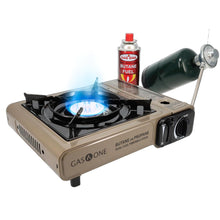 Load image into Gallery viewer, Gas One GS-3400P Propane or Butane Stove Dual Fuel Stove Portable Camping Stove - Patented - with Carrying Case Great for Emergency Preparedness Kit