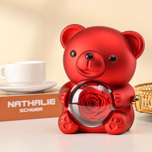 Load image into Gallery viewer, Cute Teddy Bear with Preserved Rose - A Real Rose Flower in Bear with Elegant Gift Box - Romantic Gift for Her in Valentine's Day, Mother's Day, Weddings, Anniversaries, and Bridal Showers (Red)