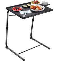 Load image into Gallery viewer, Adjustable TV Tray Table - TV Dinner Tray on Bed & Sofa, Comfortable Folding Table with 6 Height & 3 Tilt Angle Adjustments (Black)