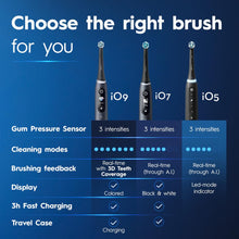 Load image into Gallery viewer, Oral-B iO Deep Clean + Whiten Rechargeable Electric Toothbrush with Visible Pressure Sensor, 2 Minute Timer, 5 Cleaning Settings, 1 iO5 Limited, 3 Toothbrush Heads, Travel Case & Refill Holder, Black