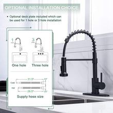 Load image into Gallery viewer, WEWE Kitchen Faucets with Pull Down Sprayer Commercial Industrial Stainless Steel Single Handle Single Hole Spring Farmhouse RV Sink Faucet, Matte Black