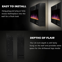 Load image into Gallery viewer, BOSSIN 72 inch Ultra-Thin Silence Linear Electric Fireplace, Recessed Wall Mounted Fireplace, Fit for 2 x 4 and 2 x 6 Stud, 12 Adjustable Flame Color & Speed,Touch Screen Remote Control with 8h Timer